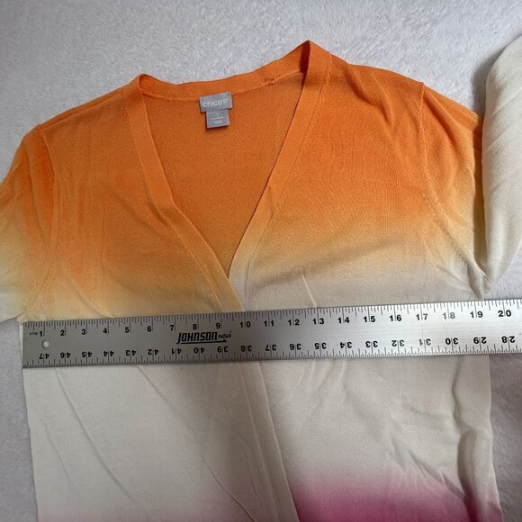 Chico's Womens Open Front Ombré Knit Cardigan Sweater Size 1, Medium Orange Pink - Picture 6 of 8